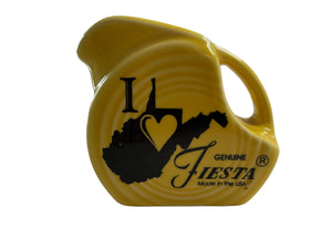 Fiesta Mini Disc Pitcher I LOVE FIESTA Sunflower Creamer 3.25"