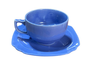 VINTAGE HOMER LAUGHLIN RIVIERA CUP & SAUCER MAUVE BLUE