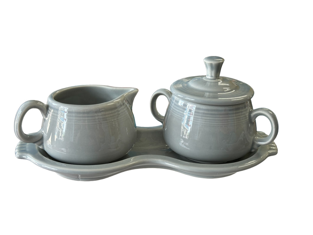 Fiesta 4-Piece Sugar Bowl & Creamer with Tray Pearl Gray