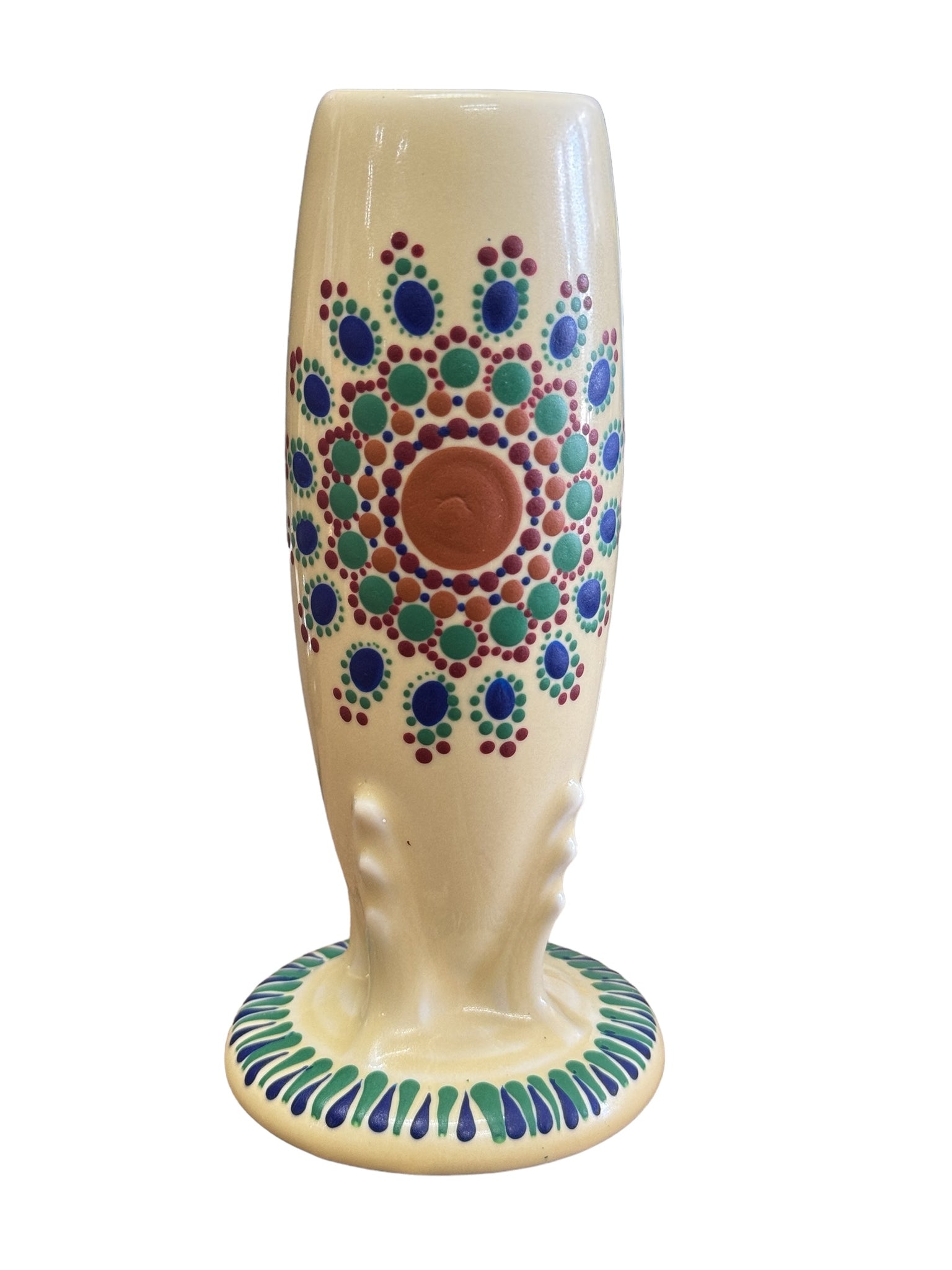 Fiesta Hand Painted Mandala by Patricia Degraw Bud Vase
