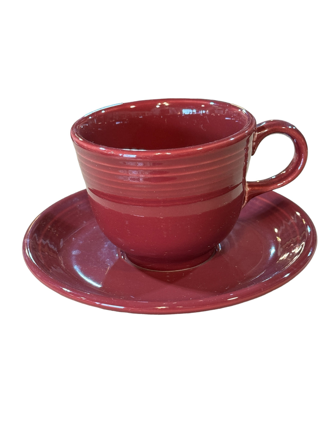 Fiesta Cinnabar Cup and Saucer Retired Color