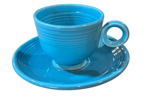 Vintage Fiesta Turquoise Cup and Saucer