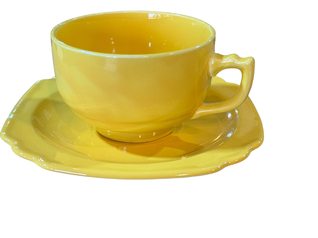 VINTAGE HOMER LAUGHLIN RIVIERA CUP AND SAUCER YELLOW
