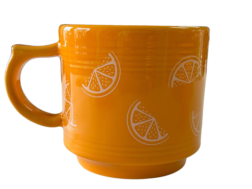 Fiesta FTCCO Outlet Exclusive  Orange Decal  Stacking Mug Butterscotch