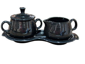 Fiesta P86 Cream and Sugar Set With Tray  Retired Color BLACK