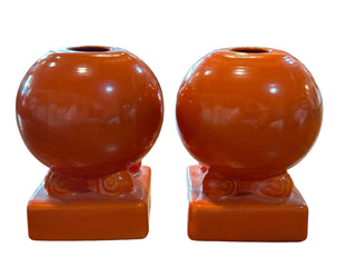 Vintage Fiesta Red Bulb Candle Holder Set