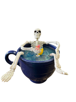 Skeleton Skelly Bathtime  In Vintage Cobalt Cup Color Me Mosaic