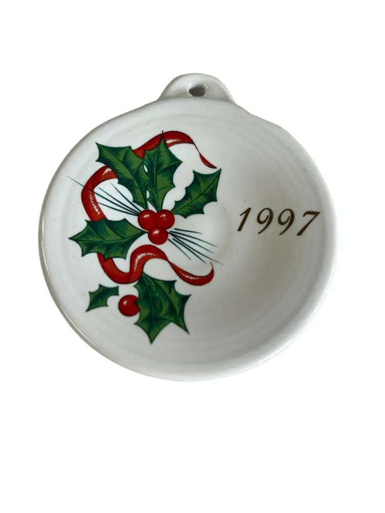 Fiesta 1997 Christmas Holly And Ribbon Ornament Homer Laughlin Fiesta