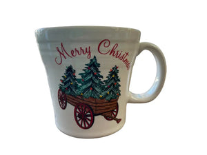 Fiesta Belk Holiday Merry Christmas Taper Mug Wagon Trees Fiesta