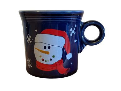 Fiesta Mr Buttons (Snowman) Cobalt Ring Handled Mug Htf Fiesta