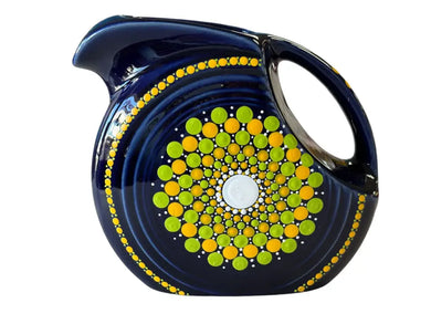 Fiesta By Patricia Degraw ’ Mandala Cobalt Juice Pitcher Hand Painted Fiesta