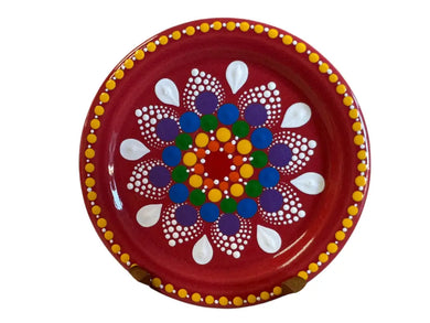 Fiesta By Patricia Degraw ’ Mandala Scarlet Coaster Hand Painted Fiesta