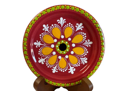 Fiesta By Patricia Degraw ’ Mandala Scarlet Coaster Hand Painted Fiesta