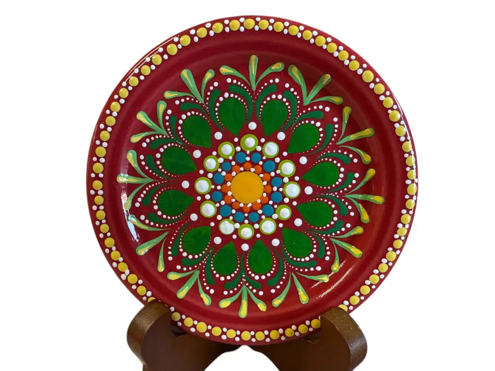 Fiesta By Patricia Degraw ’ Mandala Scarlet Coaster Hand Painted Fiesta