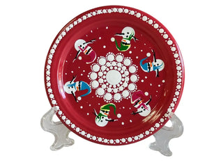 Fiesta By Patricia Degraw ’ Mandala’ Scarlet Coaster Hand Painted Snowmen Fiesta