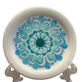 Fiesta By Patricia Degraw ’ Mandala White Coaster Hand Painted Fiesta