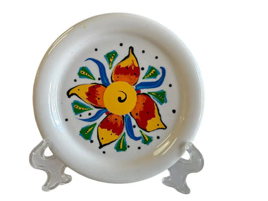 Fiesta By Patricia Degraw ’ Mandala’ White Coaster Hand Painted Floral Fiesta