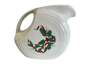 Fiesta Holly & Ribbon Water Disk Pitcher Fiesta