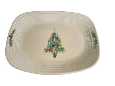 Fiesta Ivory Christmas Tree Rectangle Plate. Retired Fiesta