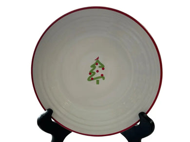 Fiesta Macy’s Christmas Tree Lunch Plate White W/ Red Stripe Exclusive Luncheon Holiday Fiesta