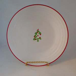 Fiesta Macy’s Christmas Tree Luncheon Fiestaware White Red Stripe