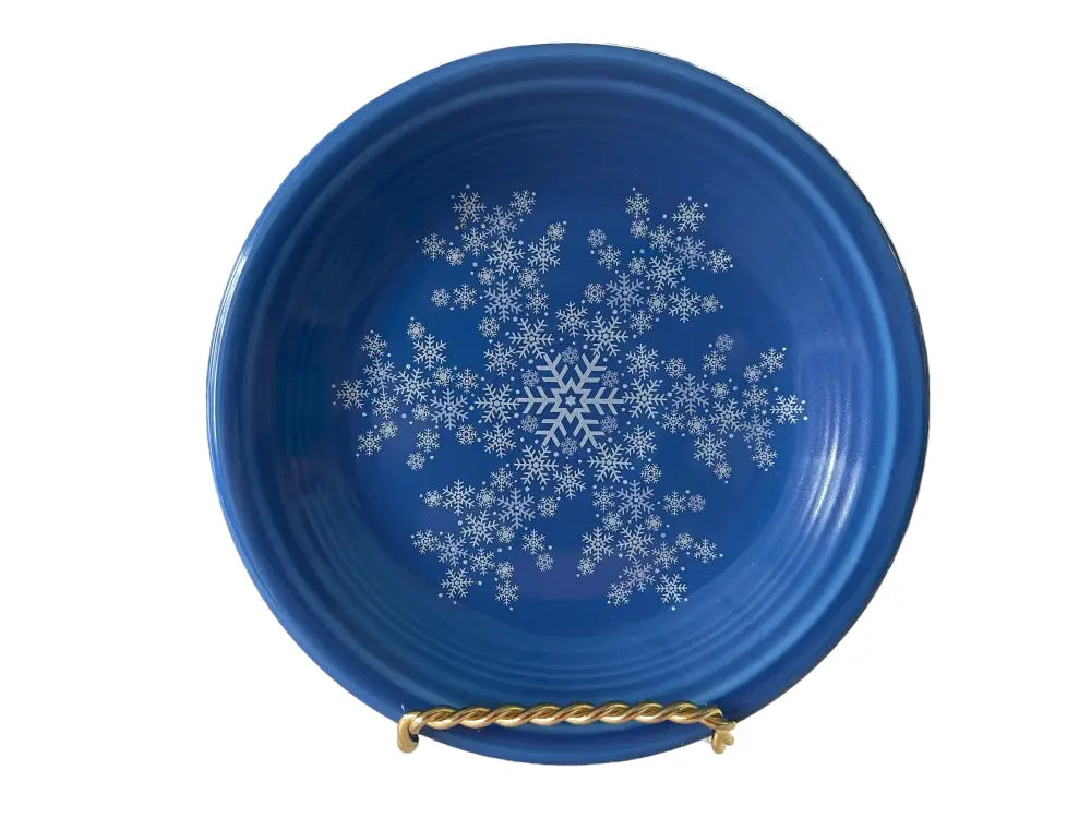 Fiesta Macys Exclusive Lapis Blue Snowflake Salad Plates Christmas