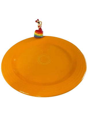 Fiesta Nora Fleming 14.75 Butterscotch Round Platter W Dancing Lady Mini Nib Fiesta