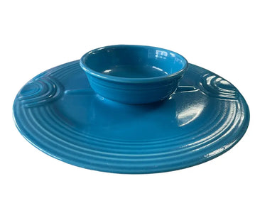 Fiesta Peacock Chip & Dip Retired Set Hostess Tray W Bowl Fiesta