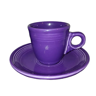 Fiesta Plum Ring Handled Demi Cup And Saucer Retired Fiestaware