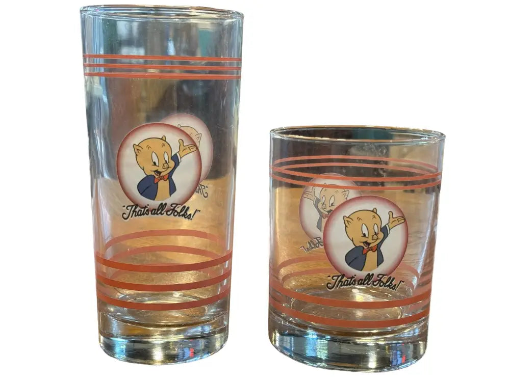 Fiesta Porky Pig Drink Glasses Set Of 2 Ice Tea & High Ball Fiesta