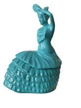 Load image into Gallery viewer, Fiesta Retired Dancing Lady Cookie Jar Turquoise Fiesta
