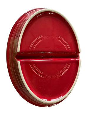Fiesta Retired Divided Oval Bowl Serving Scarlet Fiesta