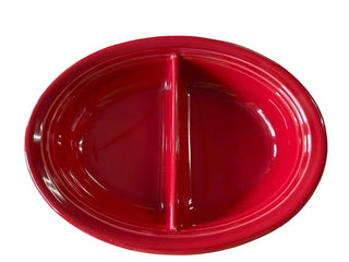 Fiesta Retired Divided Oval Bowl Serving Scarlet Fiesta