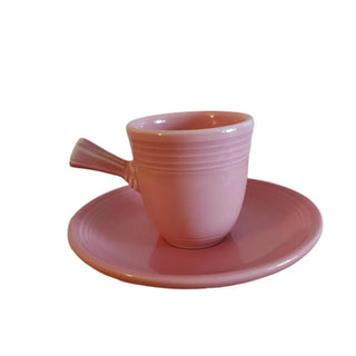 Fiesta Rose Stick Handled Demi Cup & Saucer. Retired Fiestaware