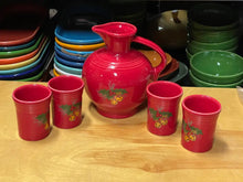 Load image into Gallery viewer, Fiesta Salary Holiday Luncheon Carafe &amp; Tumbler Set Holly Bells P86 Fiesta
