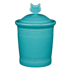 Fiesta Turquoise Cat Treat Jar Canister Fiesta