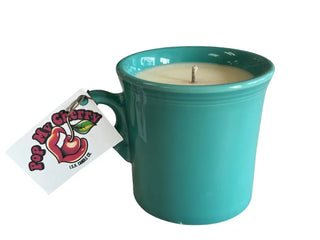’Pop My Cherry Candle’ By ’Ish’.. In Turquoise Ring Handle Mug Candles
