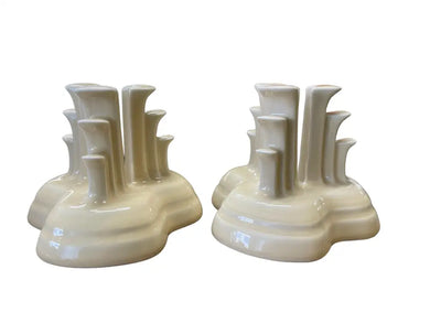 Rare Fiesta Ivory Pyramid Candle Holders Fiestaware Candlesticks Fiesta