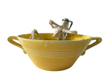 Load image into Gallery viewer, Skeleton Skelly Bathtime In Vintage Harlequin Yellow Cream Soup Bowl Color Me Mosaic Fiesta Go Along
