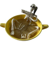 Load image into Gallery viewer, Skeleton Skelly Bathtime In Vintage Harlequin Yellow Cream Soup Bowl Color Me Mosaic Fiesta Go Along
