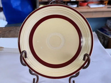 Vintage Fiesta 7’’ Sears Cake Plate Ivory With Maroon Stripes (Copy)