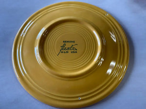 Vintage Fiesta 7’’ Sears Cake Salad Plate Yellow With Maroon Stripes