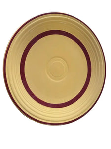 Vintage Fiesta 9’’ Sears Cake Plate Yellow With Maroon Stripes