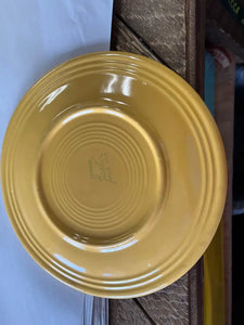 Vintage Fiesta 9’’ Sears Cake Plate Yellow With Maroon Stripes