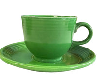 Load image into Gallery viewer, Vintage Fiesta Medium Green Cup And Saucer Set 1 Ring Handled C
