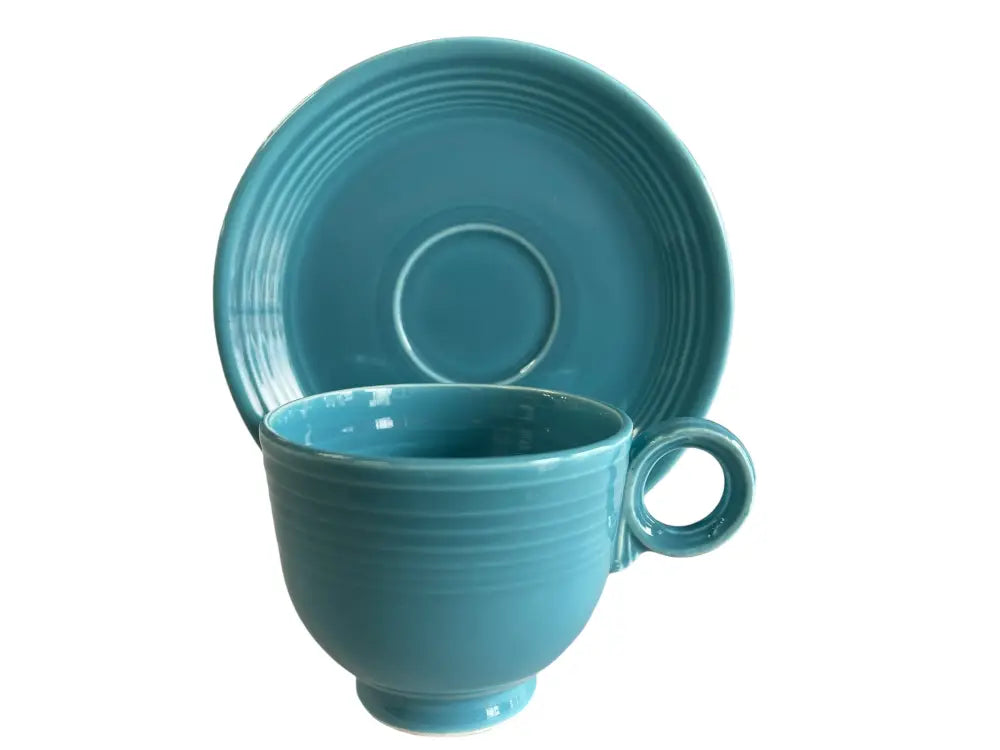 Vintage Fiesta Turquoise Teacup And Saucer