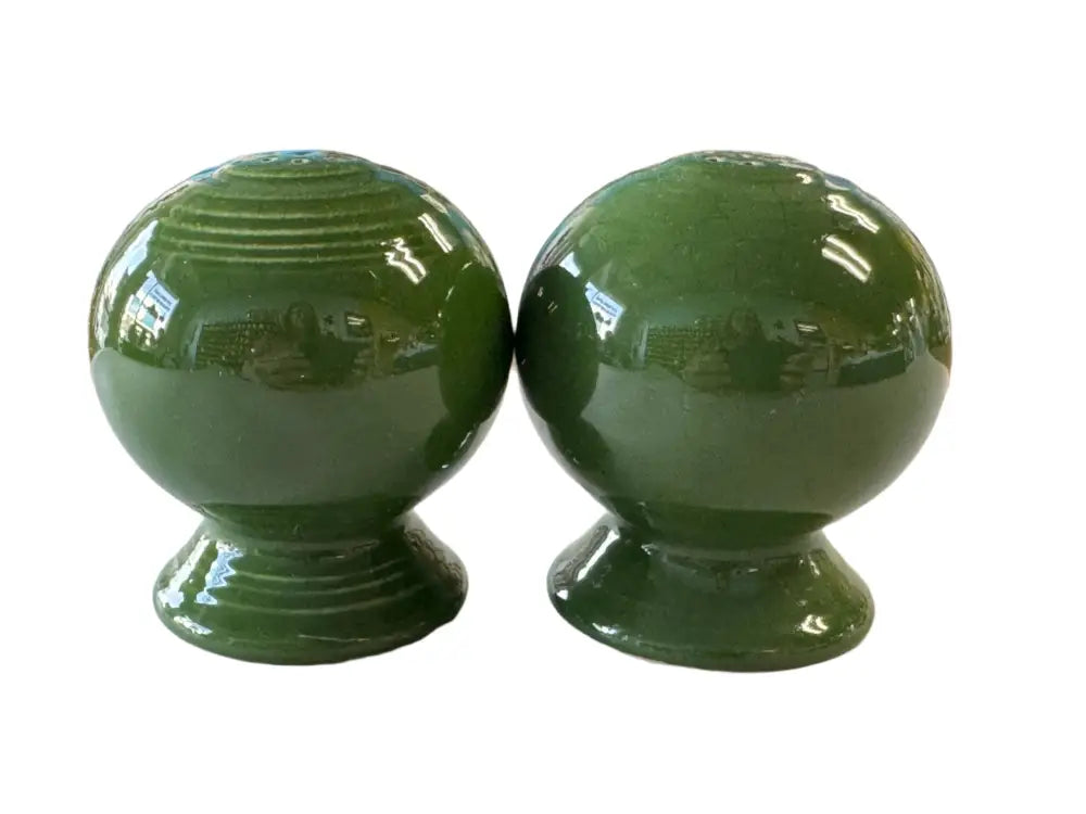 Vintage Forrest Green Ball Bulb Salt & Pepper Fiesta