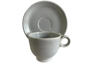 Vintage Gray Teacup & Saucer Fiesta