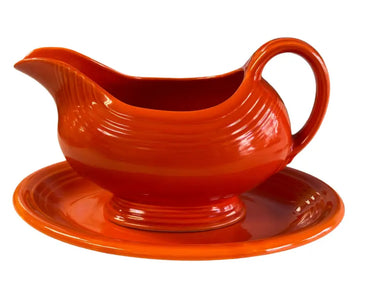 Vintage Original Homer Laughlin Fiesta Fiestaware Red Gravy Sauce Boat W/ Undertray New