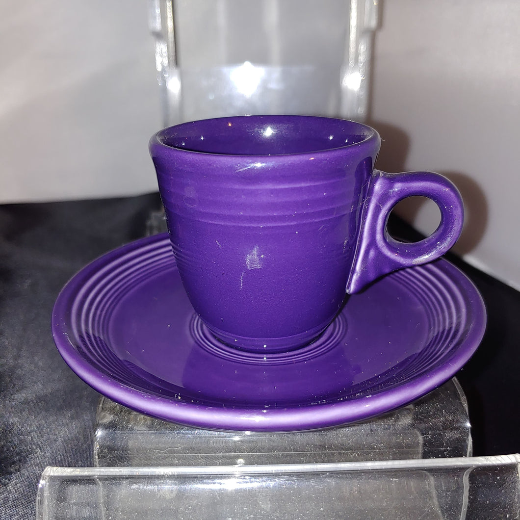 Fiesta Plum Ring Handled Demi Cup and Saucer Retired